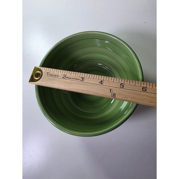 TABLETOPS GALLERY Green Swirl MONTEREY Soup Cereal Bowl Set of 2 - Picture 5 of 9
